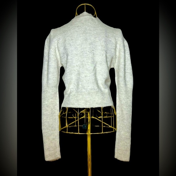 NWT Madewell Alpaca-Blend Mockneck Puff Sleeve Sweater in Light Heather Gray XXS - Picture 4 of 16